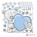 Samolepky do dětského pokoje - Medvídek s hvězdami v modré barvě