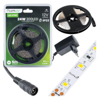 Sada LED pásek LED Pásek 12V 24W 300LED SMD 2835 Studená 8mm 5m + Zdroj