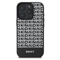 Zadní kryt DKNY PU Leather Repeat Pattern Bottom Stripe MagSafe pro Apple iPhone 16 Pro Max, čer