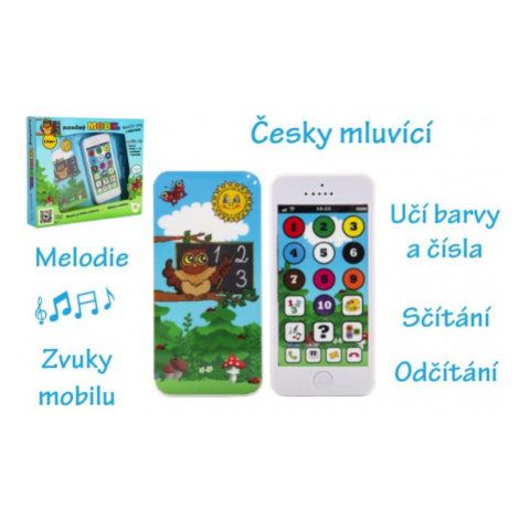Naučný mobilní telefon s krytem Moudrá sova na baterie a se zvukem Teddies
