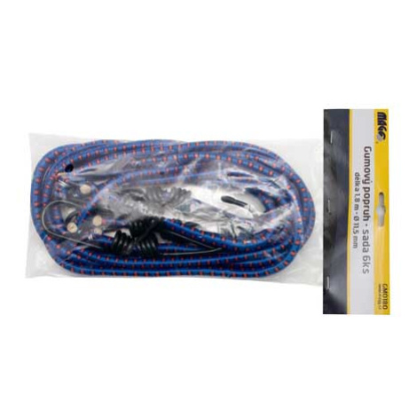 MAGG Gumové upínací popruhy - gumicuky 1.8 m x 11.5 mm, sada 6 ks