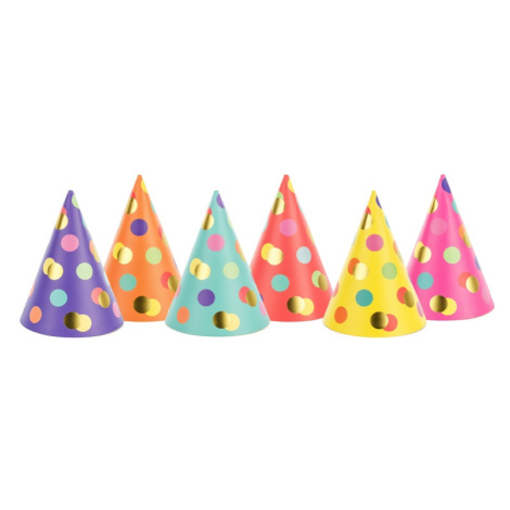 Narozeninová color party - Čepičky barevné Konfety 6 ks PartyDeco