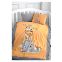 4dílné bavlněné dětské povlečení do postýlky s prostěradlem 100x150 cm Orange Animal – Mila Home