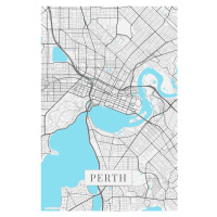 Mapa Perth white, 26.7 × 40 cm