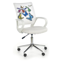 Dětská židle na kolečkách IBIS BUTTERFLY — bílá, vzor motýli