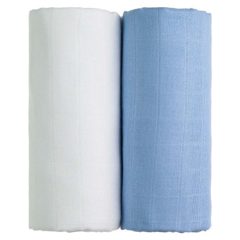 Sada 2 bavlněných osušek v bílé a modré barvě T-TOMI Tetra, 90 x 100 cm