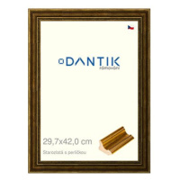 DANTIK rámeček 29,7 × 42, Starozlatý s perličkou plexi čiré