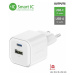 Swissten síťový adaptér 1x USB-C + 1x USB-A 12W bílý