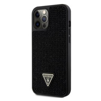 Guess Rhinestones Triangle Metal Logo Kryt pro iPhone 12 Pro Max Black