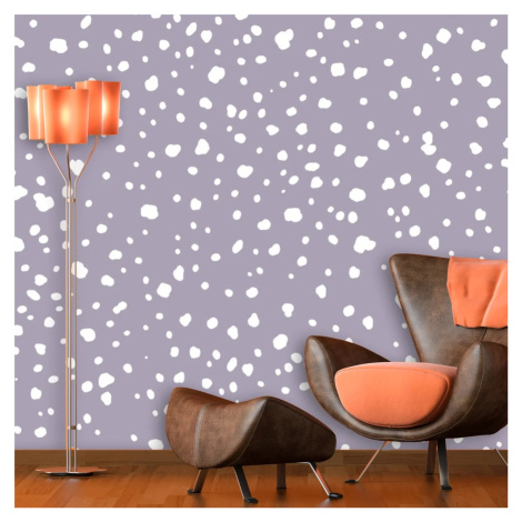 Tapeta Bílé flíčky na fialové - 336x220 cm