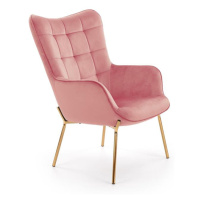 Designové relaxační křeslo CASTEL 2 — kov, látka, více barev Růžová