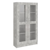 Shumee prosklená skříň betonová šedá 82,5×30,5×150 cm dřevotříska, 802763