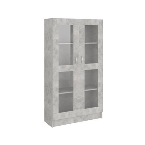 Shumee prosklená skříň betonová šedá 82,5×30,5×150 cm dřevotříska, 802763