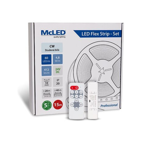 McLED Set LED pásek 15 m s ovladačem, CW, 4,8 W/m
