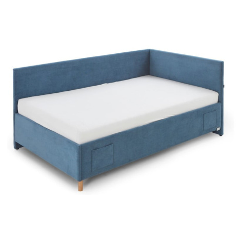Modrá čalouněná rohová dětská postel bez roštu 140x200 cm Cool – Meise Möbel