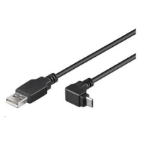 PremiumCord Kabel micro USB 2.0, A-B, konektor do úhlu 90° 1m (černý)