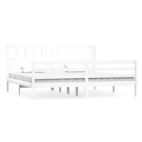 Rám postele bílý masivní dřevo 200 × 200 cm, 3101109