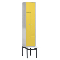 Wolf Šatní Z-skříň s lavicí, v x š x h 2140 x 400 x 500 mm, 2 oddíly, dveře zinková žlutá