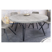 Estila Industriální kulatý jídelní stůl Moonlight s vrchní deskou z mangového masivu ve světlém 