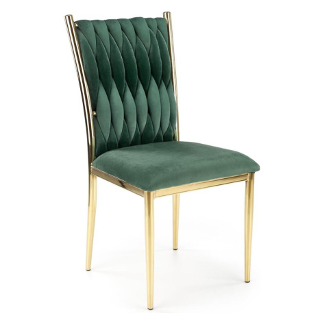 Židle K436 látka velvet/chrom tmavě zelená/zlatá BAUMAX