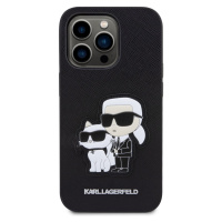 Zadní kryt Karl Lagerfeld PU Saffiano Karl and Choupette NFT pro Apple iPhone 14 Pro, černá