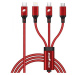 RhinoTech nabíjecí/datový kabel 3v1 USB-C (MicroUSB + Lightning + USB-C) 40W 1,2m červená Červen