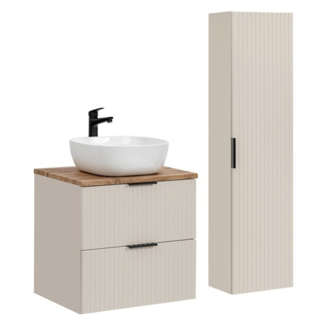 Comad Koupelnová sestava Adele Cashmere se skříňkami a umyvadlem 60 cm kašmírová/dub wotan