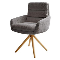 DELIFE Otočná židle Abelia-Flex dřevěná podnož zaoblená bouclé šedý