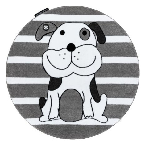 Dětský kusový koberec Petit Puppy grey kruh FOR LIVING