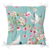 Podsedák na židli Minimalist Cushion Covers Flowers and Bird, 40 x 40 cm