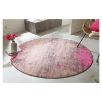 Estila Designový kruhový koberec Adassil z bavlny růžovo-béžové barvy 150cm