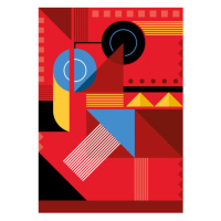 Ilustrace Bauhaus red background illustration, johnwoodcock, 30 × 40 cm