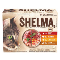 Shelma Cat kuřecí hovězí kachní a krůtí 12 x 85 g