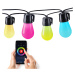 SOLIGHT WO795 LED smart venkovní řetěz s RGB žárovkami, bluetooth, 15 žárovek, 14m+6m, 10W