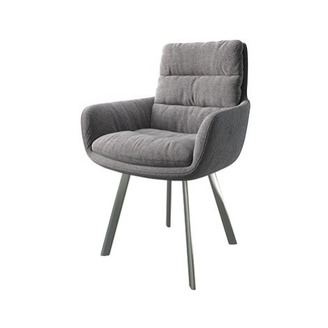 DELIFE Jídelní židle Abelia-Flex s područkou texturovaná tkanina světle šedá oválná podnož