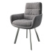 DELIFE Jídelní židle Abelia-Flex s područkou texturovaná tkanina světle šedá oválná podnož