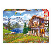 Puzzle Chalet in the Alps Educa 4000 dílků a Fix lepidlo