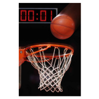 Fotografie Basketball falling into basket (blurred motion), David Madison, 26.7 × 40 cm