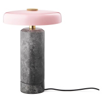 DESIGN BY US Nabíjecí stolní lampa Trip LED, šedá / růžová, mramor, sklo, IP44