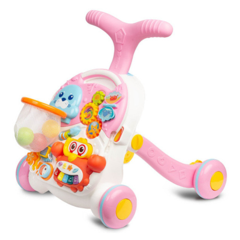 TOYZ Dětské interaktivní chodítko, stoleček s příslušenstvím 2v1, , růžové