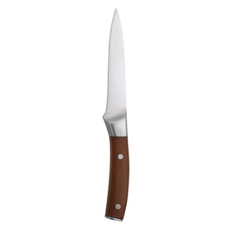 Univerzální nůž z nerezové oceli a bukového dřeva Bergner / 12,5 cm / stříbrná / hnědá