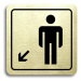 Accept Piktogram "WC muži vlevo dolů" (80 × 80 mm) (zlatá tabulka - černý tisk)