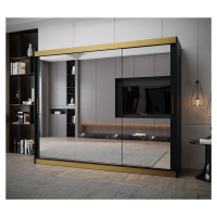 Šatní skříň Abi T3 Premium Barva korpusu: Černá + zlatá, Rozměr: 250 cm