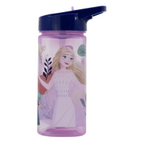 STOR - Plastová hranatá láhev s výsuvným brčkem DISNEY FROZEN, Tritan 510ml, 74214