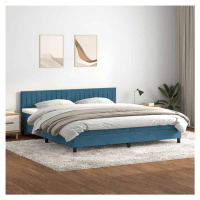 vidaXL Postel Box Spring s matrací Dark Blue 200x220 cm samet