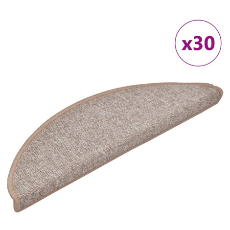 vidaXL Schodové rohože 30 ks 56 x 17 x 3 cm světle hnědé půlkulaté