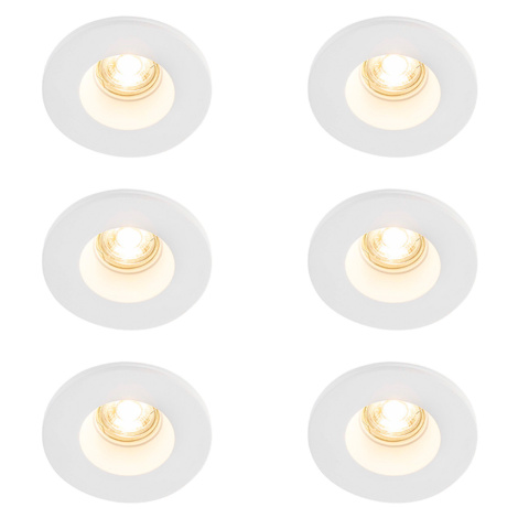 Sada 6 zapuštěných bodových světel bílá 13 cm kulatá - Gypsy Stucco QAZQA