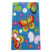 Dětský kusový koberec Motýli na modrém podkladu -160 × 220