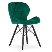 Set tří jídelních židlí LAGO samet zelené (černé nohy) (3ks)
