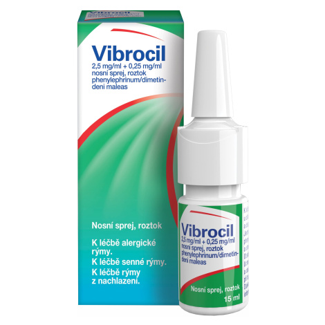 Vibrocil 2,5mg/ml+0,25mg/ml, nosní sprej při léčbě rýmy 15 ml
